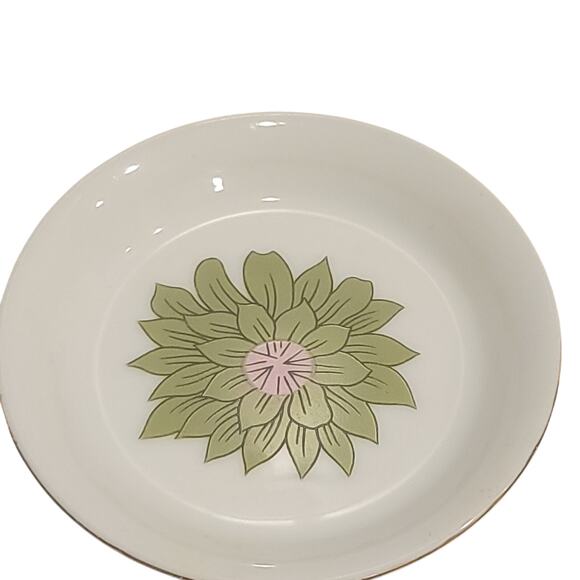 Floral Mini Plates Creative Japan Trinket Holder Gold Rim Set‎ of 4 Green White - Picture 4 of 9